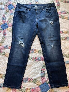 Time and Tru Skinny Jeans Distressed Dark Wash Blue Plus Size 22 Casual Stretch